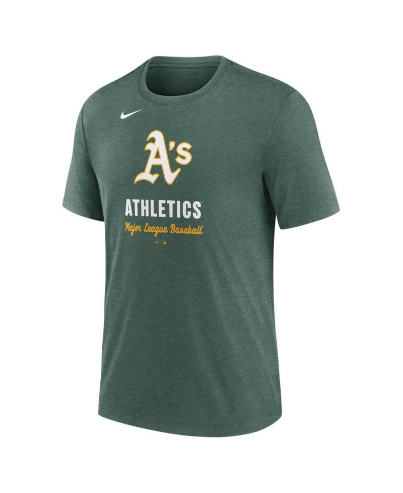 Men's Heather Green Athletics Logo Tri-Blend T-Shirt