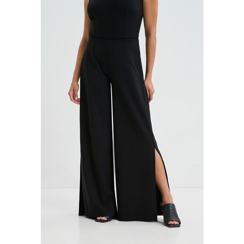 Women's Lexington High-Waisted Wide-Leg Side-Slit Dress Pants