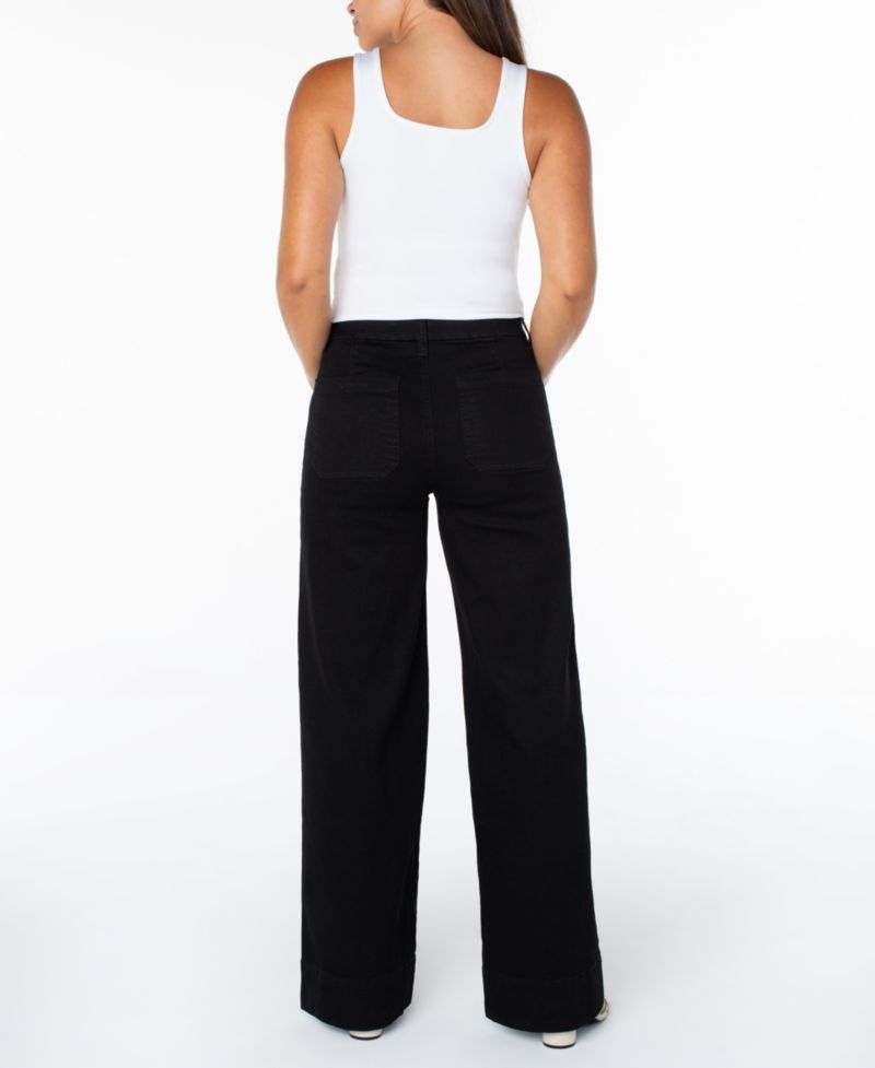 Juniors' High-Rise Patch-Pocket Wide-Leg Jeans