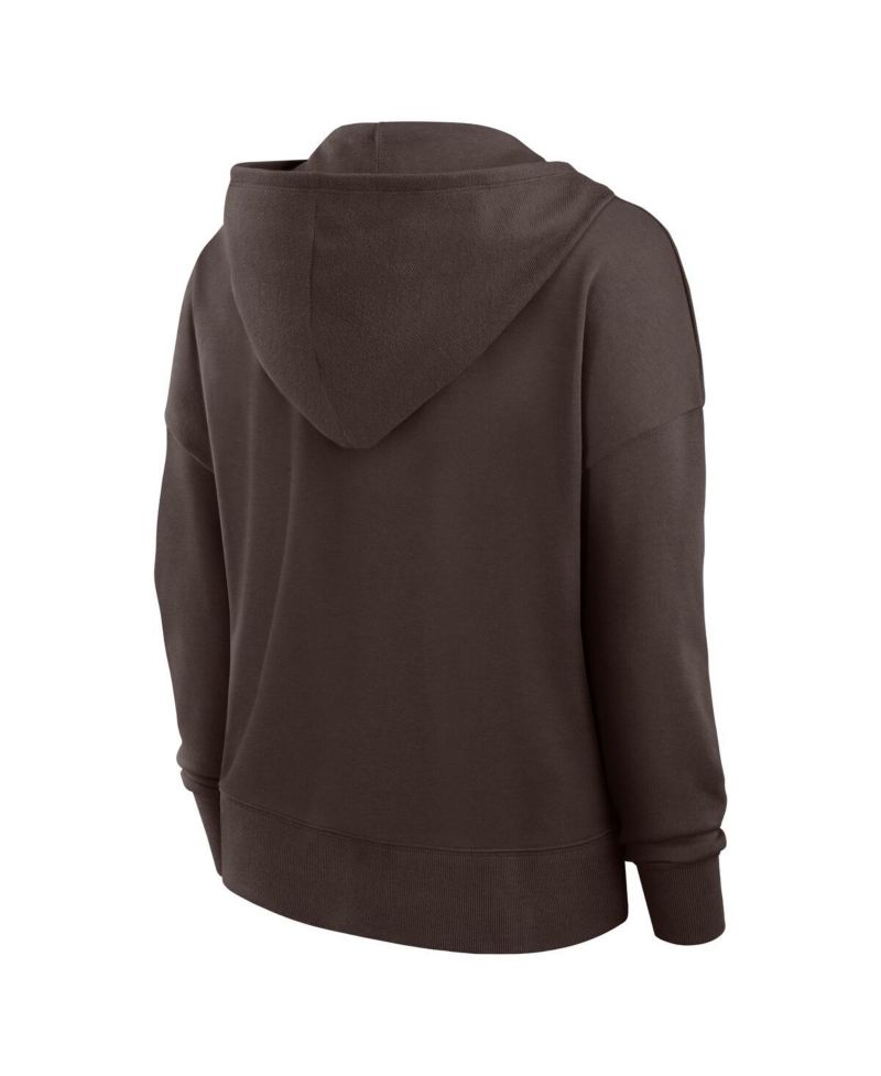 Women's Brown Cleveland Browns Blitz Left Lace-Up Pullover Hoodie