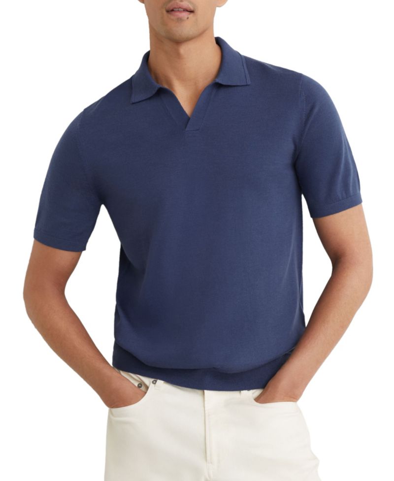 Men's Duchie Open Collar Merino Wool Polo Shirt