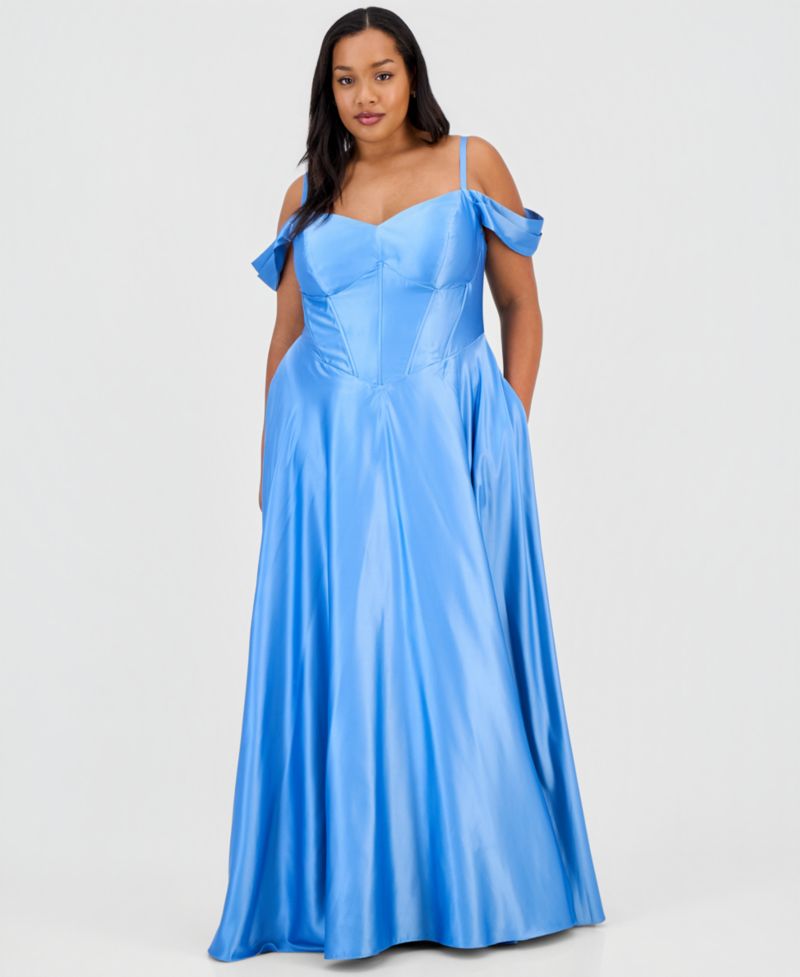 Trendy Plus Sweetheart-Neck Satin Gown