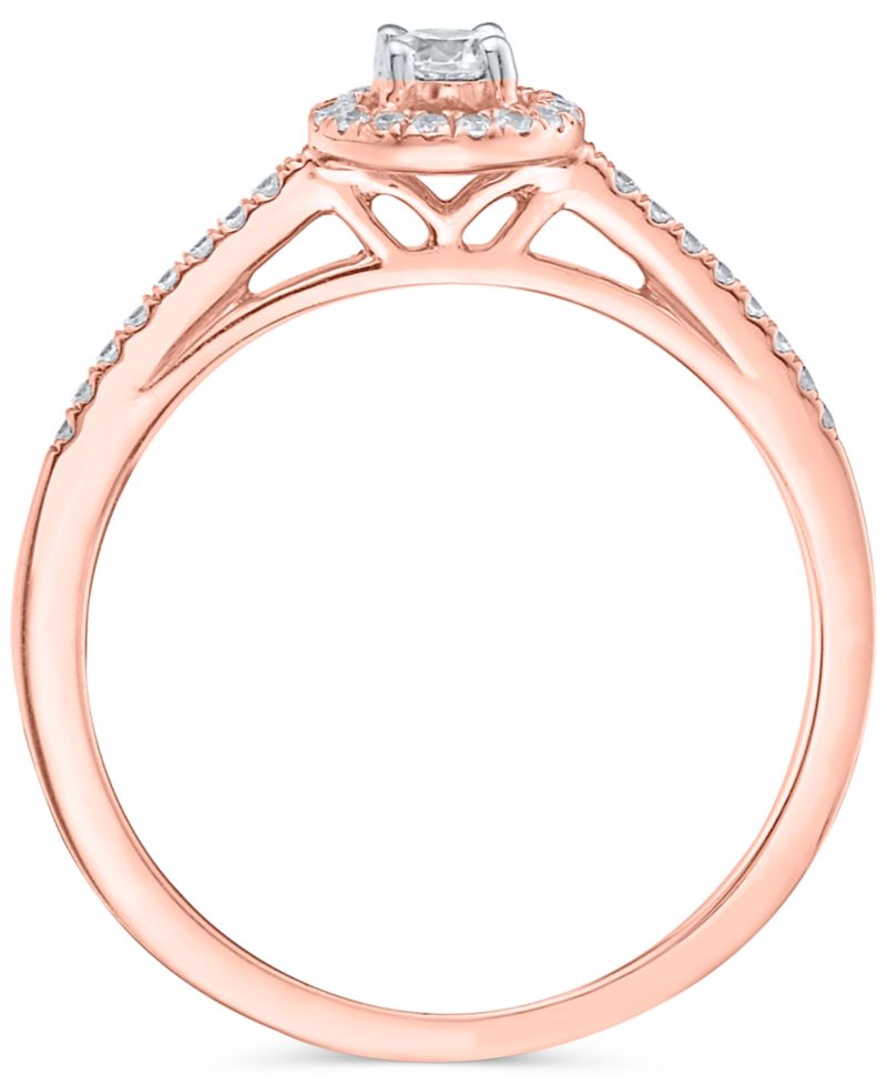 Diamond Halo Engagement Ring (1/4 ct. t.w.) in 14k White, Yellow or Rose Gold