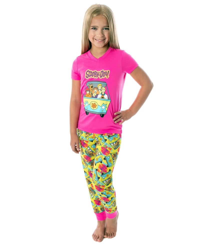 Scooby Doo Girls' Mystery Machine T-Shirt And Pants 2 PC Kids Pajama Set