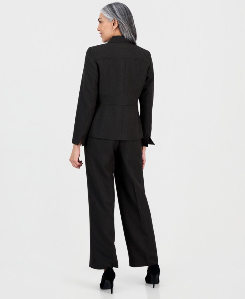 Women's Notch-Lapel Button-Front 2 Piece Pantsuit, Regular & Petites