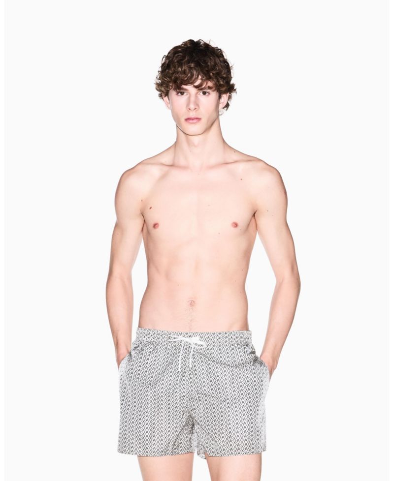 Men's Allover Logo Print Swim Trunk