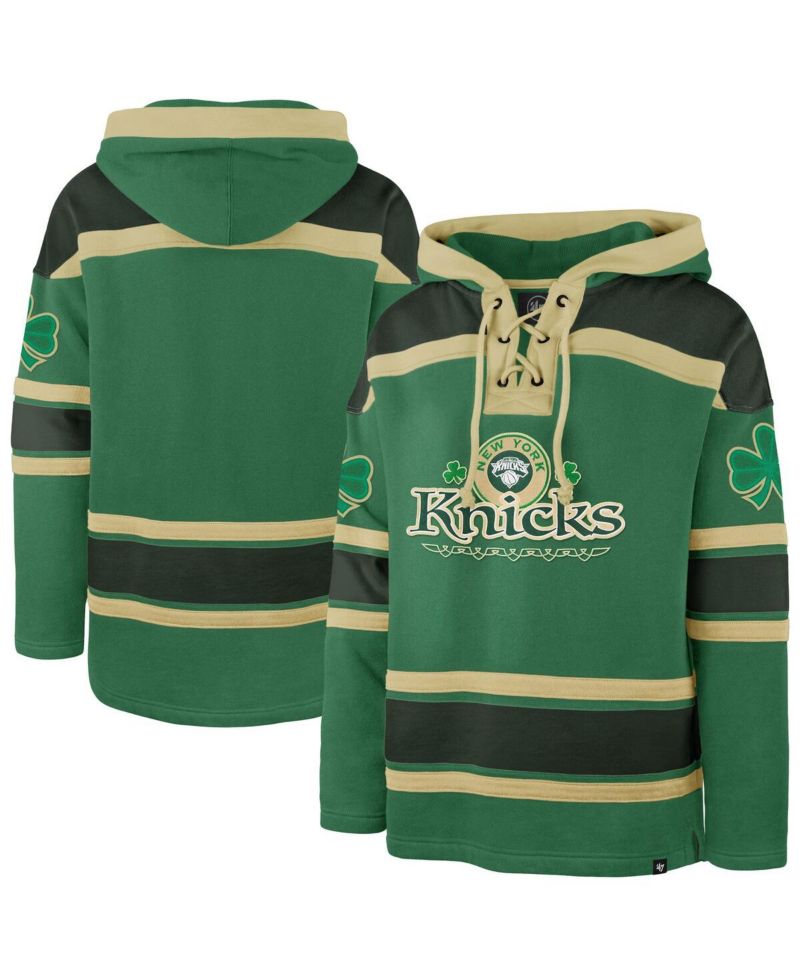 Men's Kelly Green New York Knicks McLucky Superior Lace-Up Pullover Hoodie