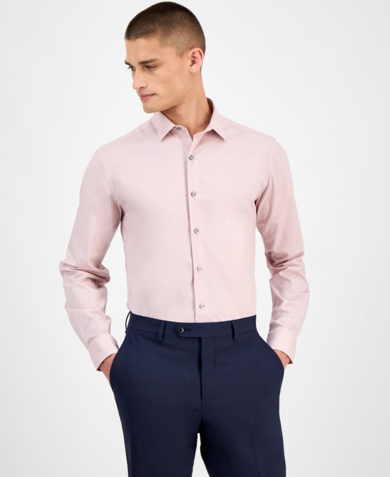 Men's Slim-Fit Solid Dress Shirt