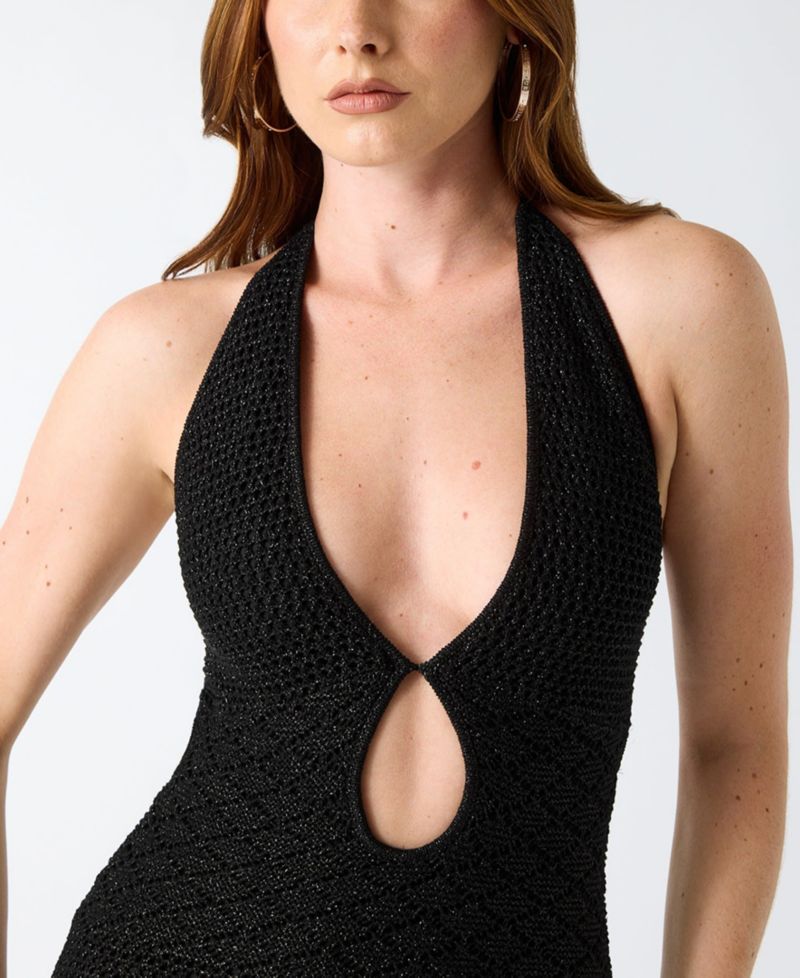 Women's Sleeveless Halter Neck Open Stitch Lynsie Dress