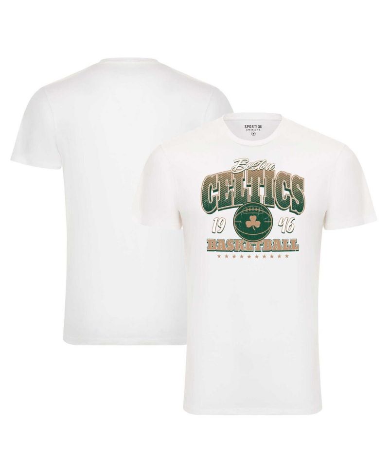 Men's and Women's White Boston Celtics Bingham Super Soft T-Shirt
