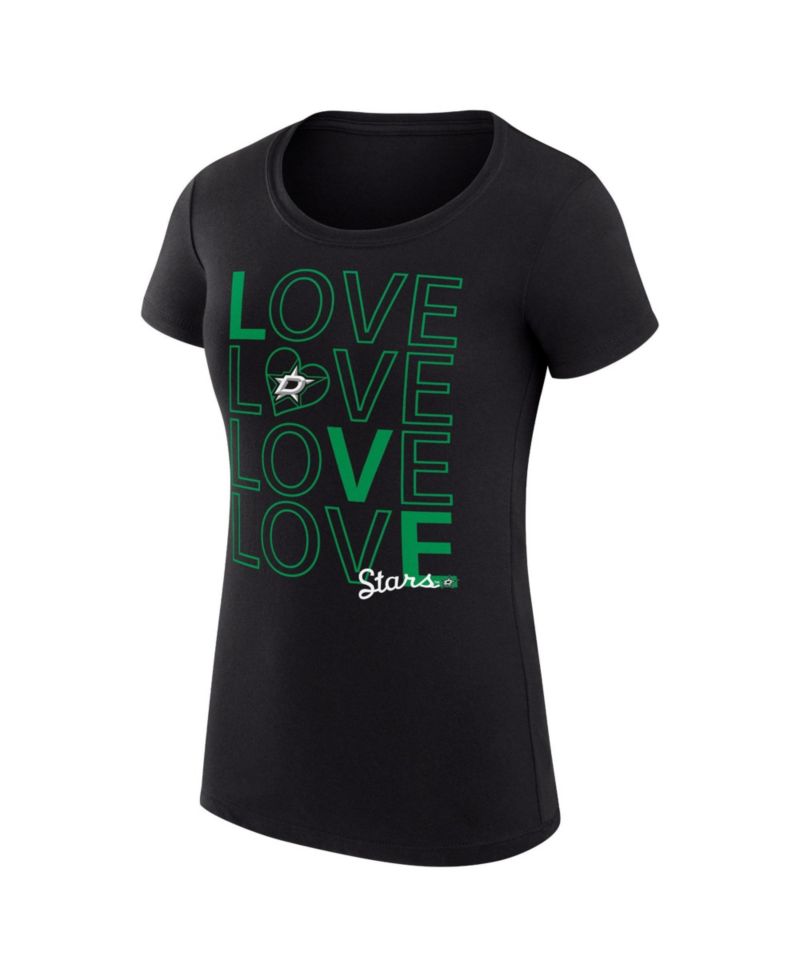Women's Black Dallas Stars Super-Slim Fit Lightweight Hockey Love T-Shirt