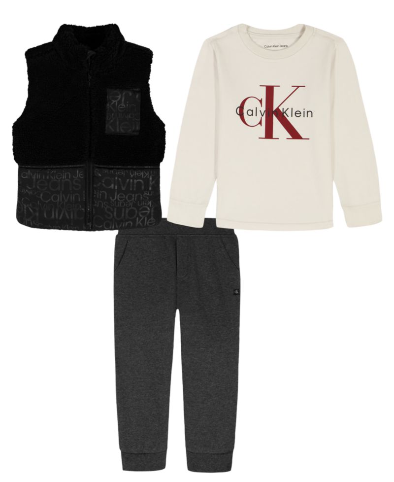 Boys' 2T-7 Stand Collar Vest, T-Shirt and Joggers, 3-Piece Set