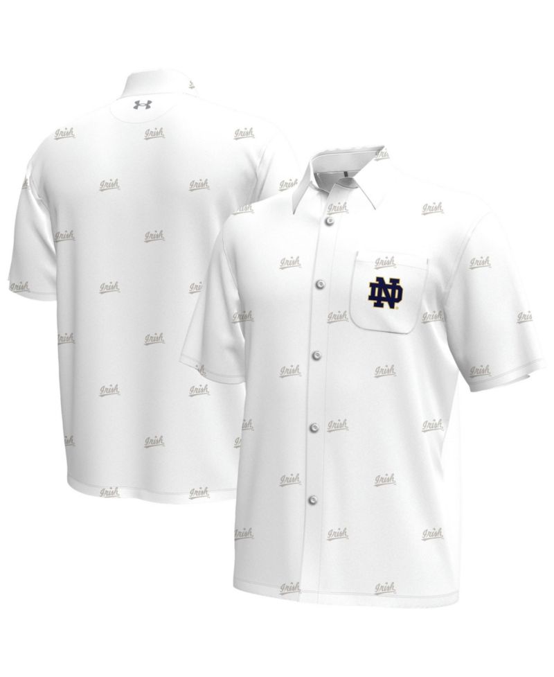 Men's White Notre Dame Fighting Irish Gameday Armourfuse Button-Up Shirt