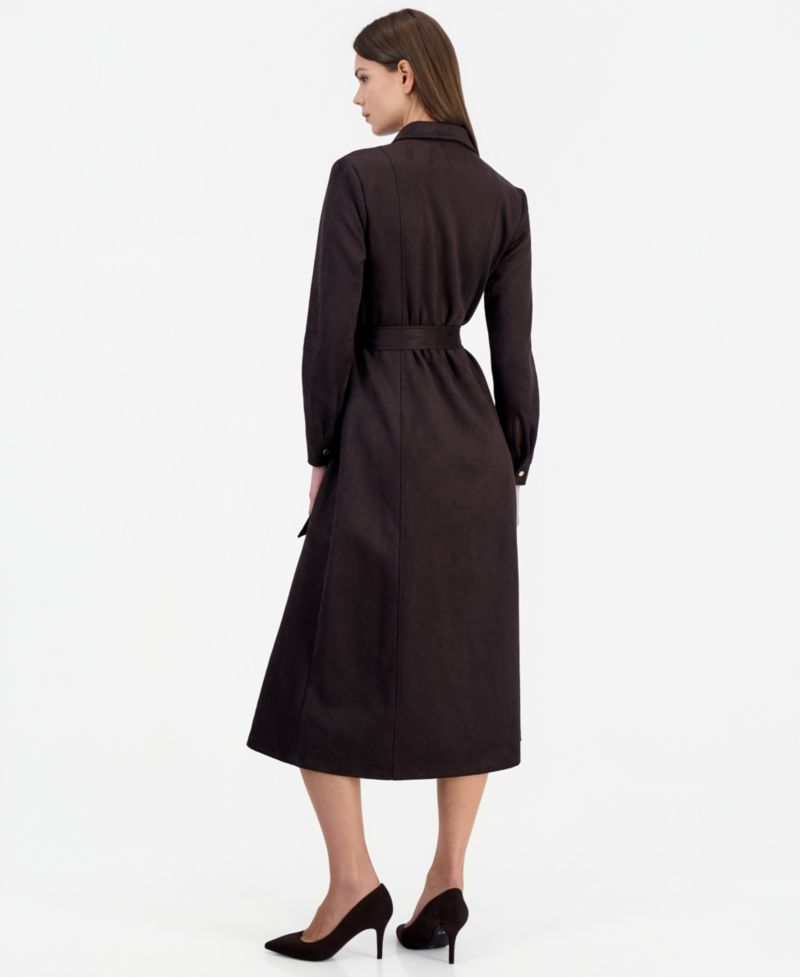 Women's Fitted Midi Tie-Belt Shirt Dress