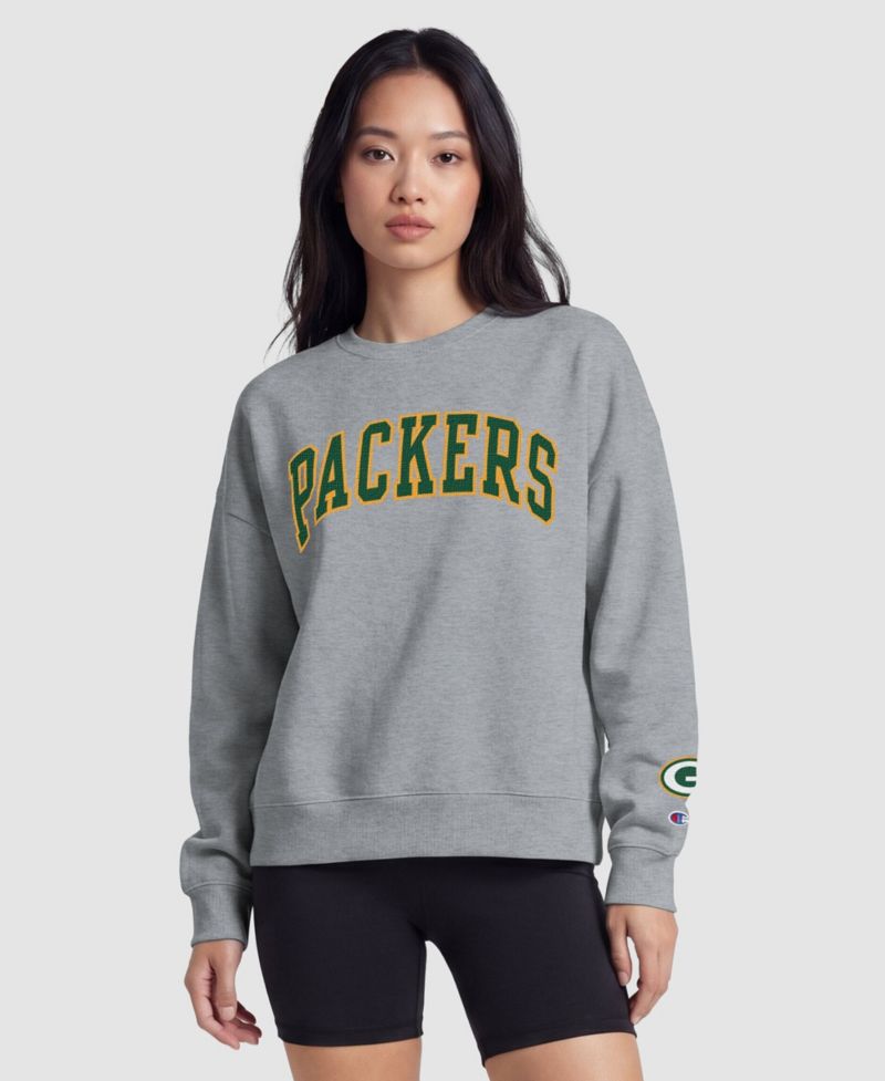 Green Bay Packers Women's Contrast Lined Sweatshirt - Heather Gray