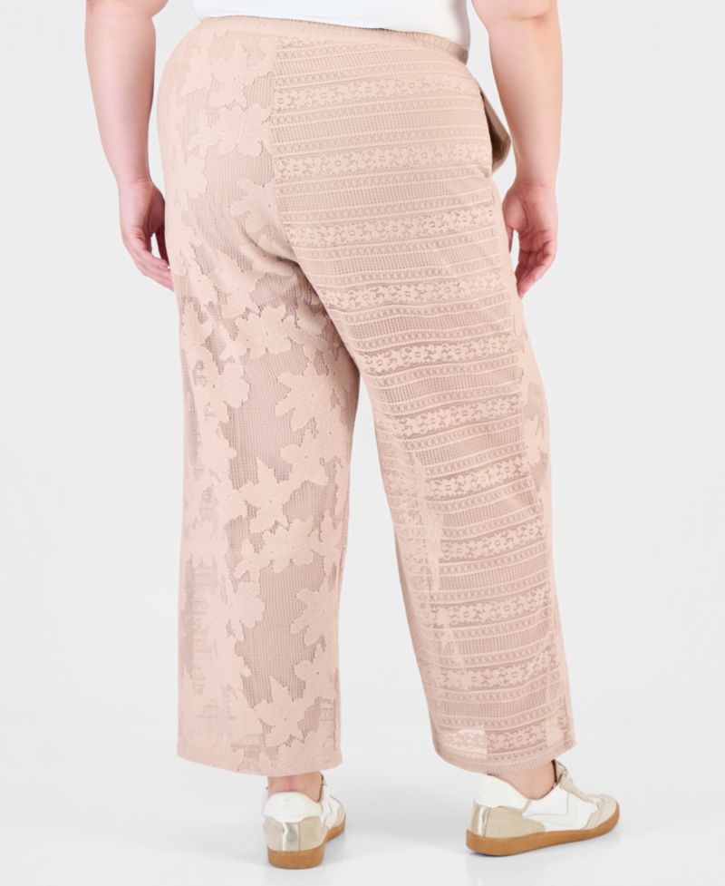Trendy Plus Size Lace Drawstring-Waist Pants
