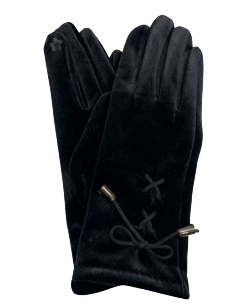 Velvet Lace-Up Gloves