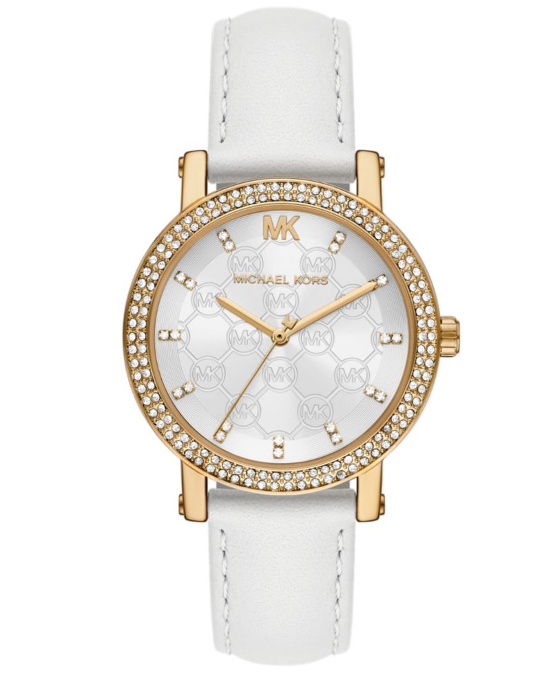 Women's Corey Three-Hand White Leather Watch 38mm