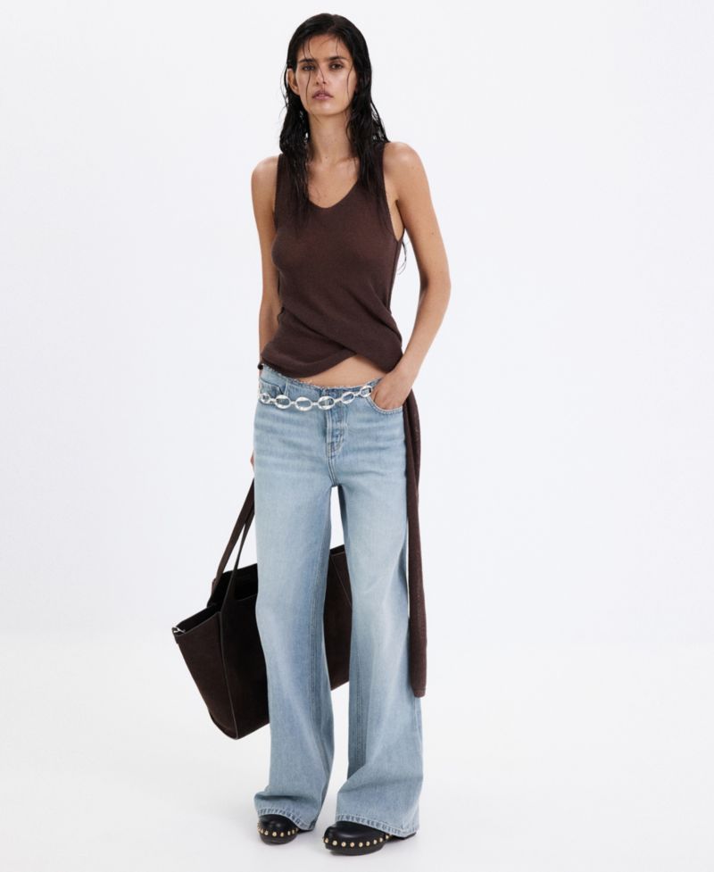 Women's High-Waisted Wide-Leg Frayed-Waistband Jeans