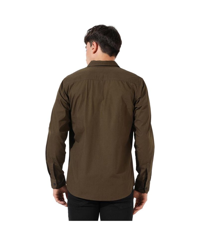 Men's Olive Green Side Striped Shirt