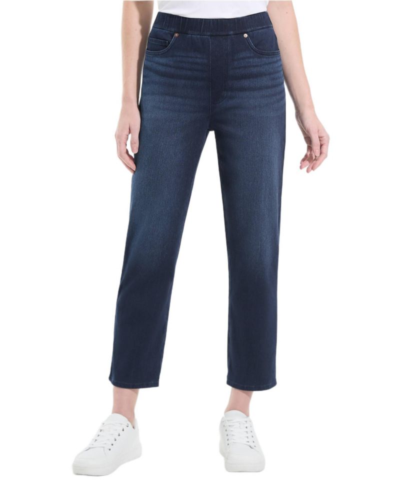 Women's Starfish High Rise Knit Denim Straight Crop Jeans