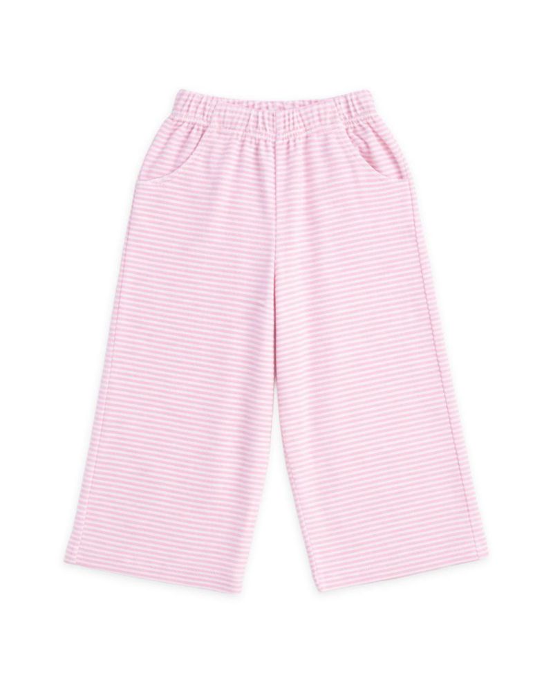 Little Girls Stripe Terry Wide Leg Pant