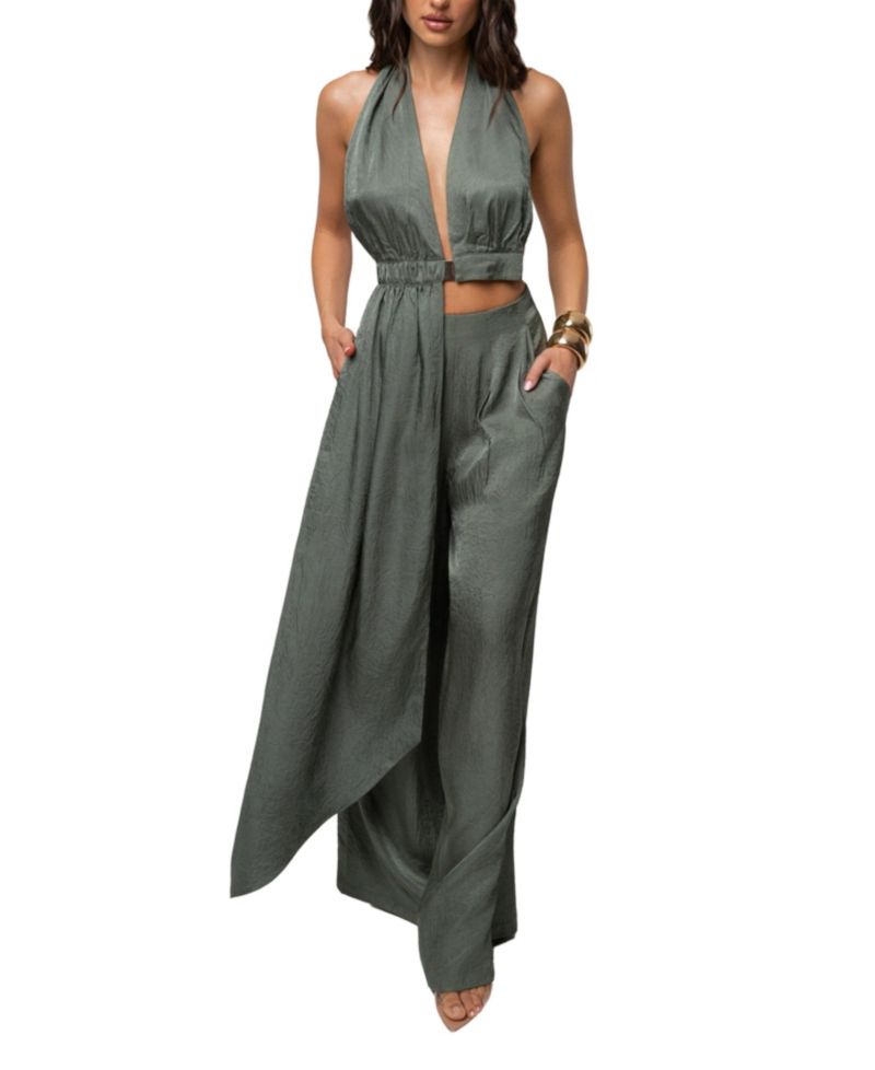 Women's Sundown High-Waisted Wide-Leg Acetate Pants