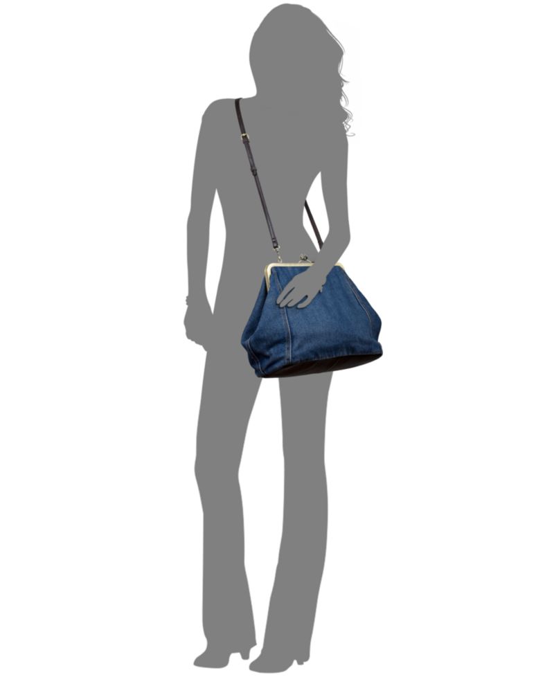 Vivienne Medium Denim Frame Clutch Handbag