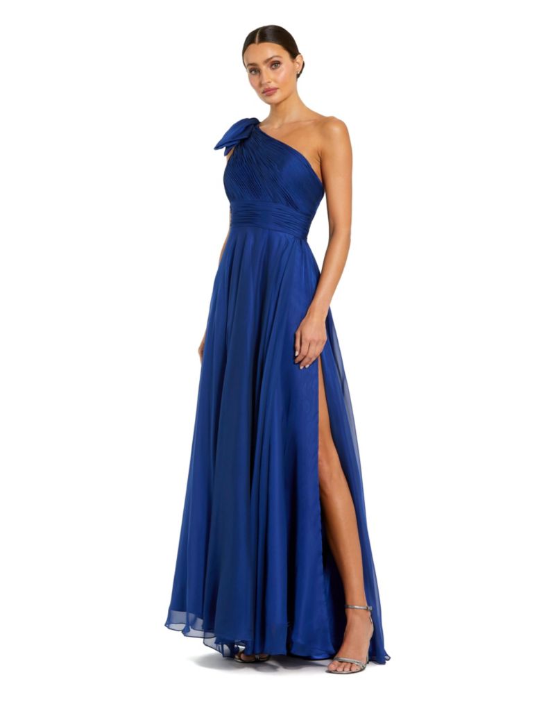 Women's Pleated One Shoulder Chiffon Gown