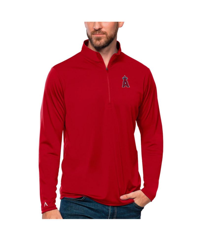 Men's Red Los Angeles Angels Tribute Quarter-Zip Pullover Top