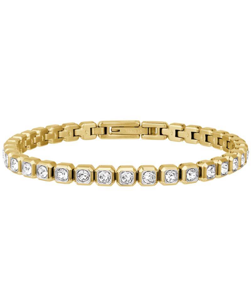 Women's Box Set Crystal Gold-Tone Stainless Steel Bracelet Watch 15mm