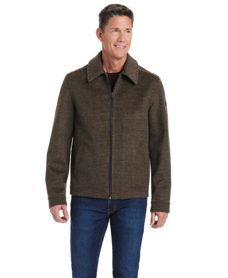 Men's Men s Zip Front Faux Wool Jacket