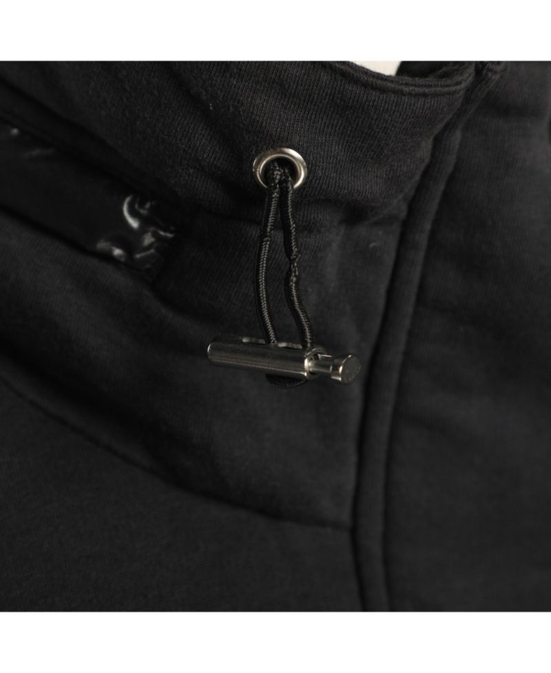 Women's Black Jersey Nylon Hoodie Jacket