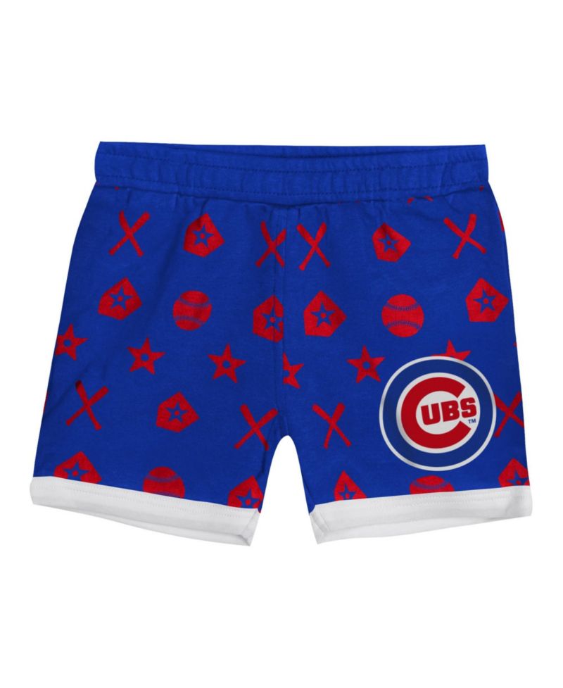 Baby Boys' and Girls' Chicago Cubs On Deck Short-Sleeve Screen Print Bodysuit and Shorts Set