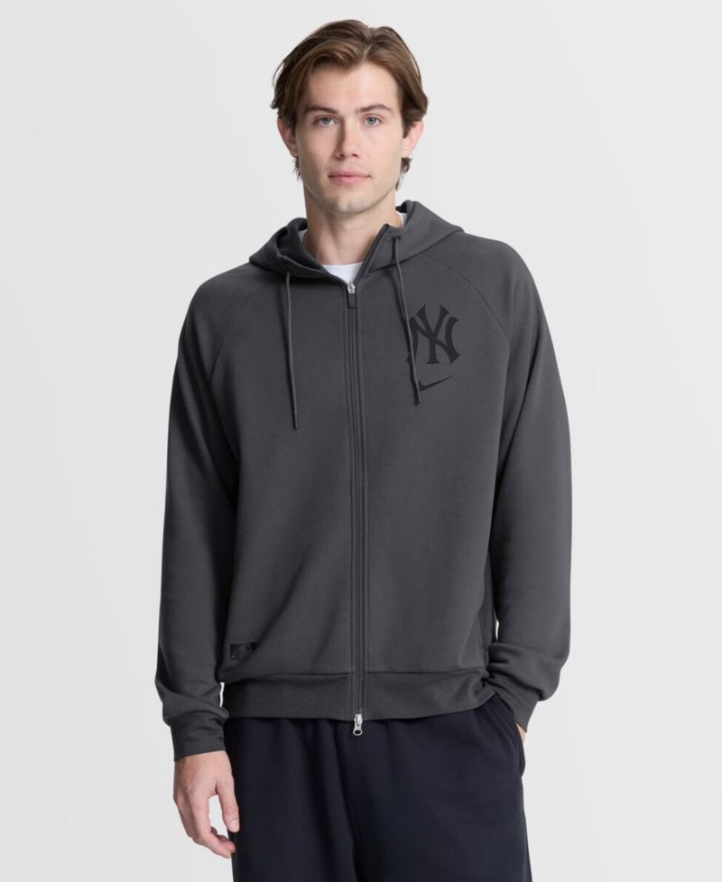 Men's Anthracite New York Yankees Authentic Collection Player Raglan Dri-FIT Full-Zip Hoodie