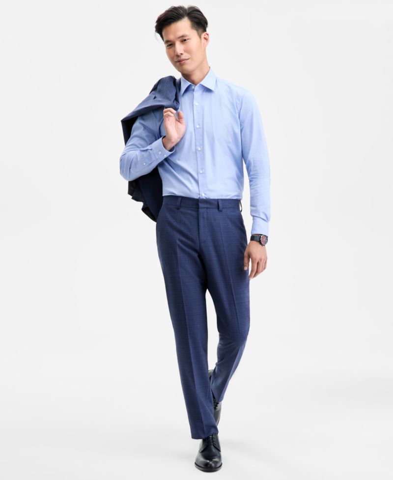 Men's Modern-Fit Plaid Suit Pants
