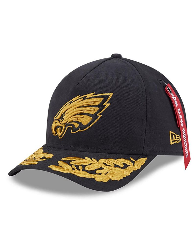 x Alpha Industries Men's Black Philadelphia Eagles A-Frame 9FORTY Adjustable Hat