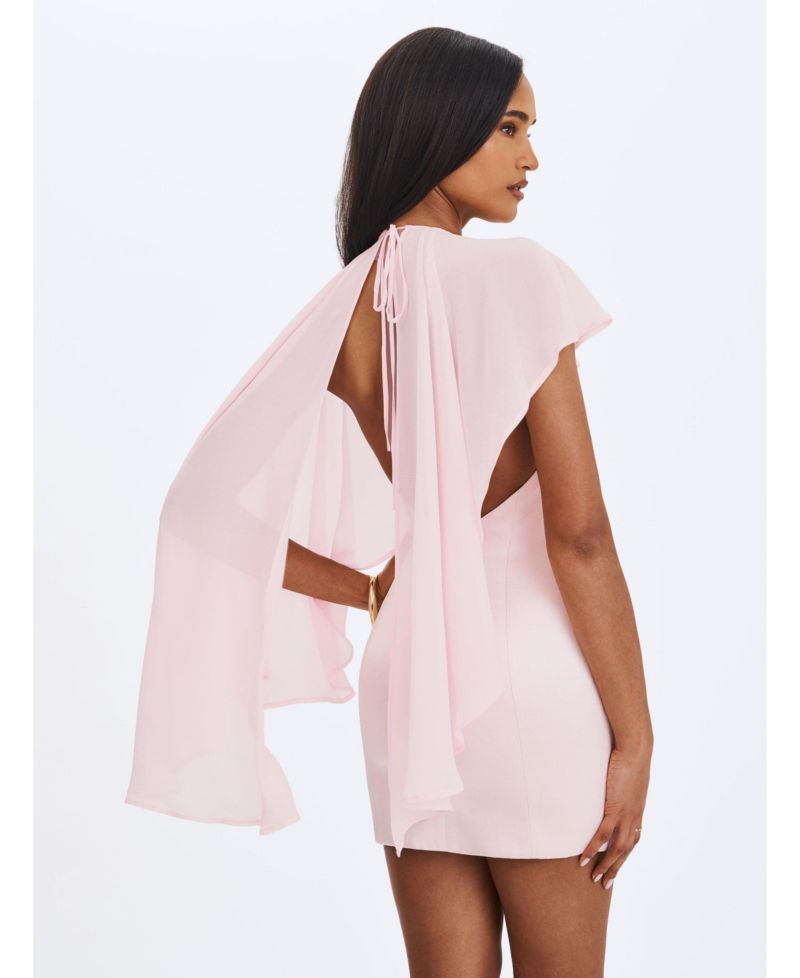 Women's Umeko Tulip Pink Asymmetrical Cape Mini Dress