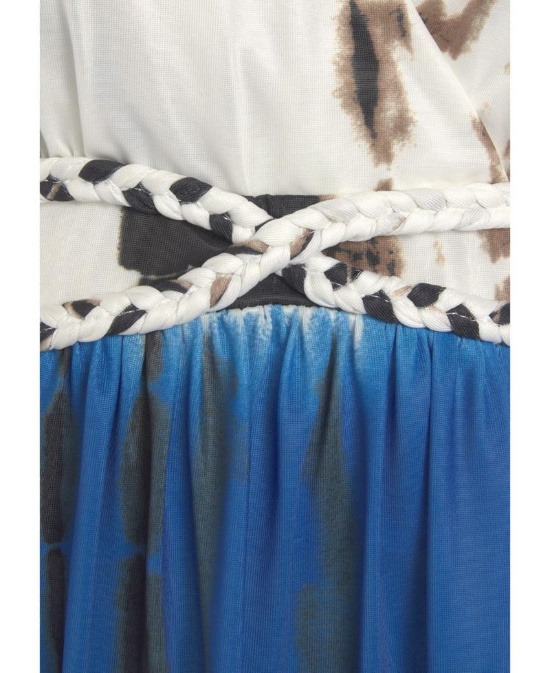 Women's Tie-Dye Print A-Line V-Neck Empire-Waist Short Dress