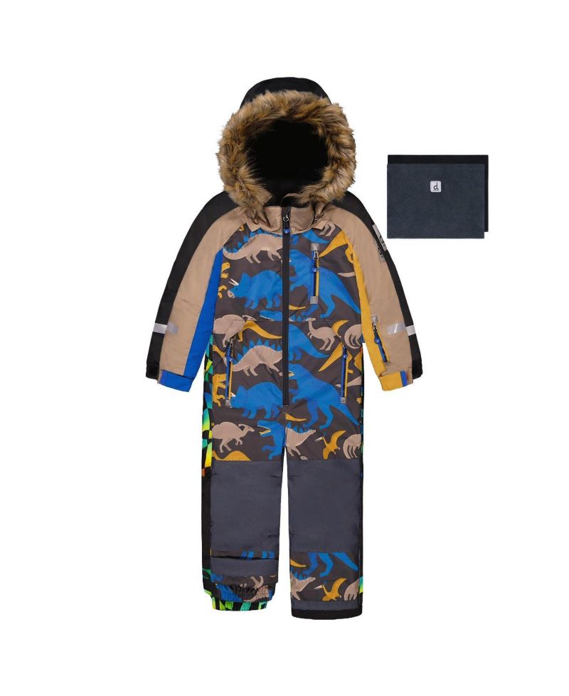 Little and Big Boy (6-14) One Piece Play Snowsuit Dinosaur Print