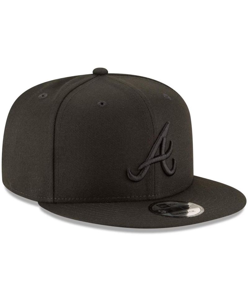 Atlanta Braves Black on Black 9fifty Team Snapback Adjustable Hat - Black