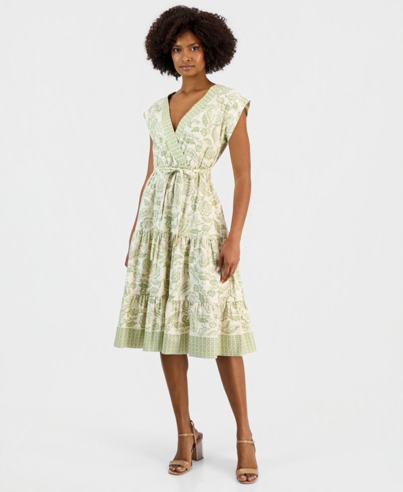 Women's Cotton Dolman-Sleeve Midi Dress