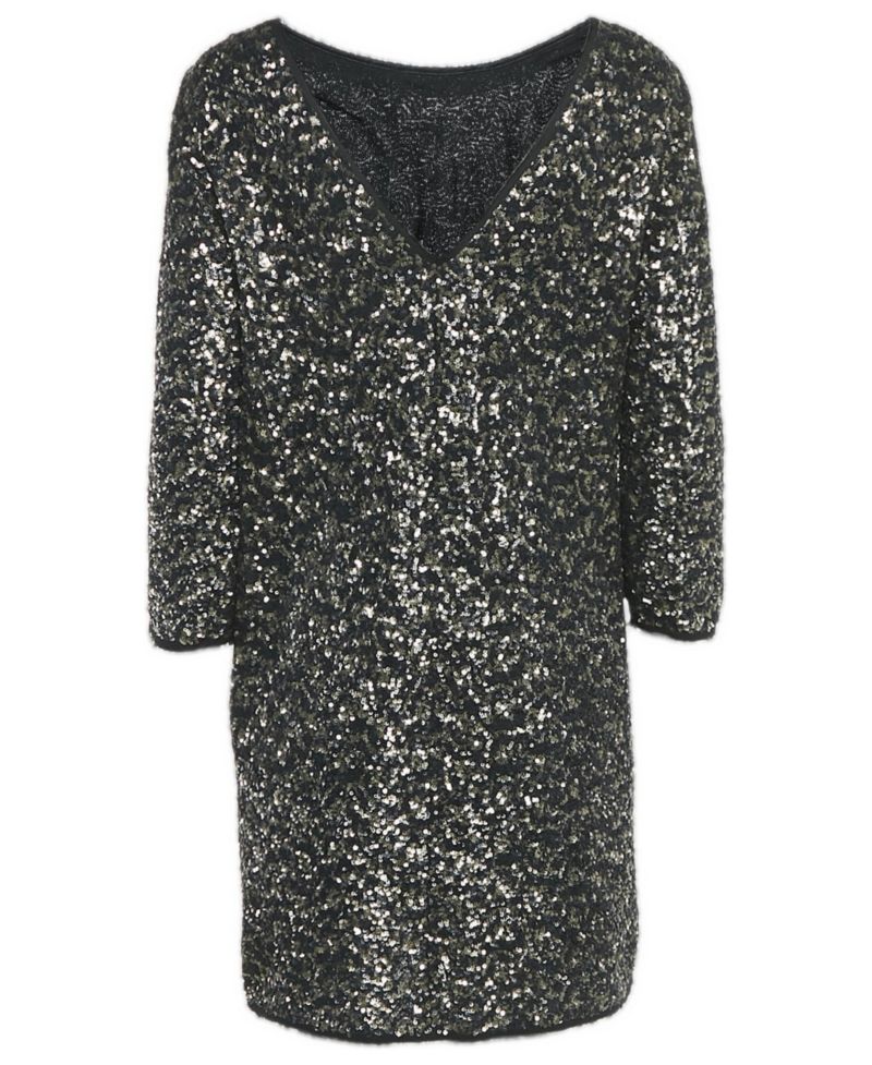 Women's Pre-Owned Zadig and Voltaire Deluxe Black/gold Sequin Rousse Mini Dress