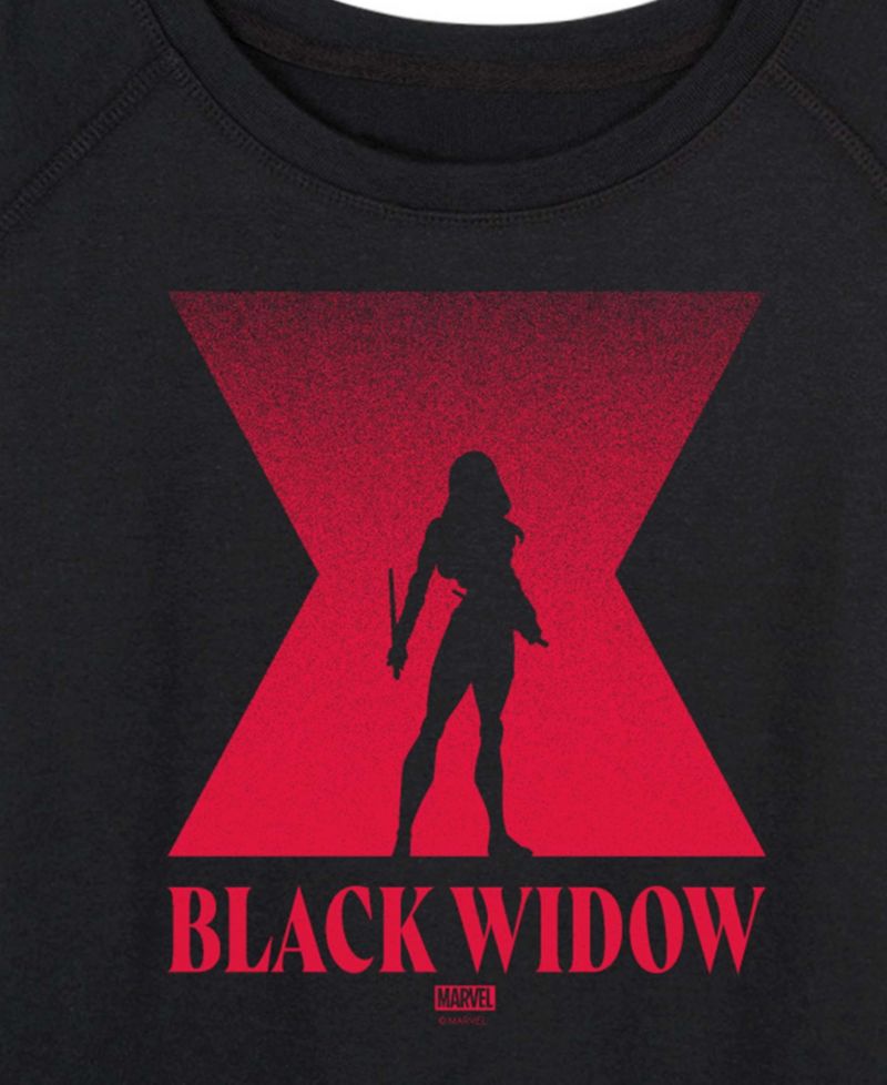 Plus Size Black Widow Silhouette French Terry Long-Sleeve T-Shirt
