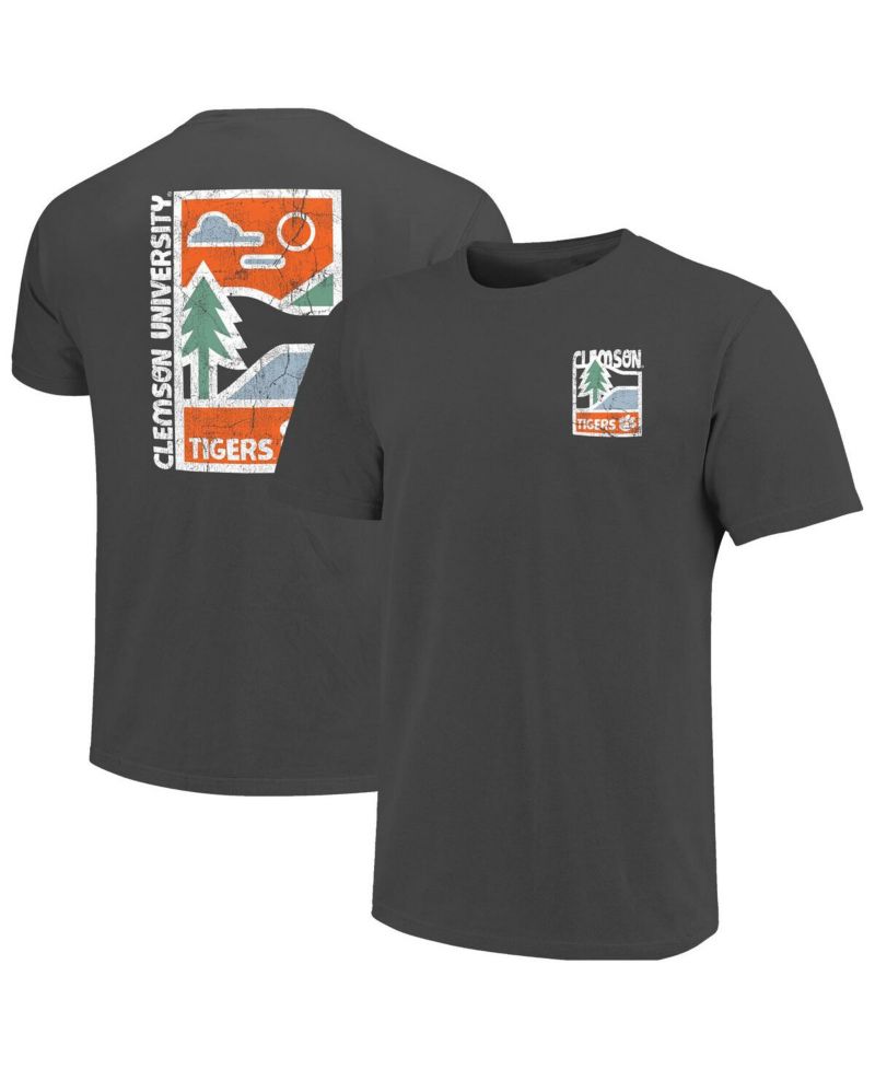 Men's Graphite Clemson Tigers Comfort Colors Minimal Vista Distressed Graphics T-Shirt