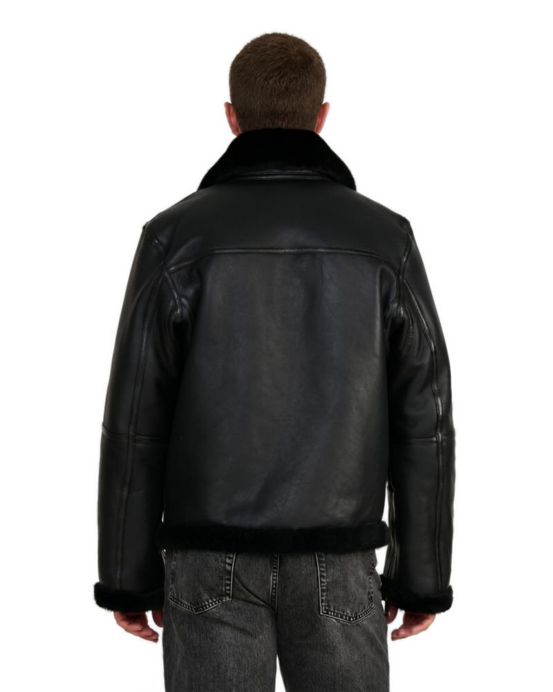 Men's Callahan Black Leather Shearling Jacket