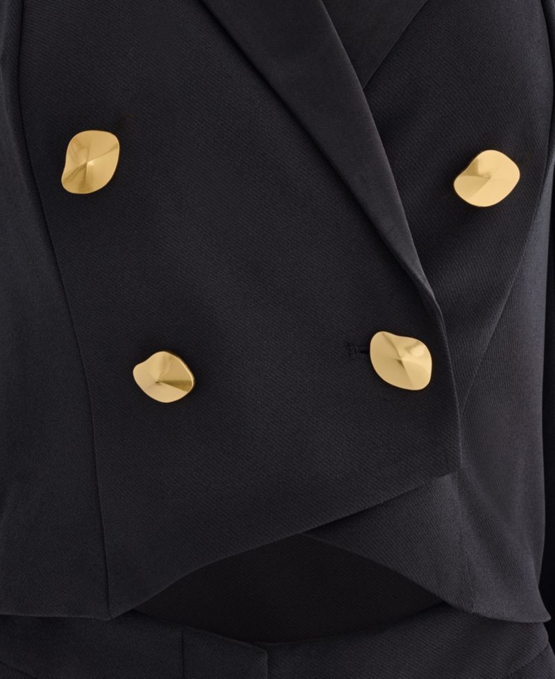 Women's Satin Lapel Long-Sleeve Double-Breasted Wide-Leg Jumpsuit