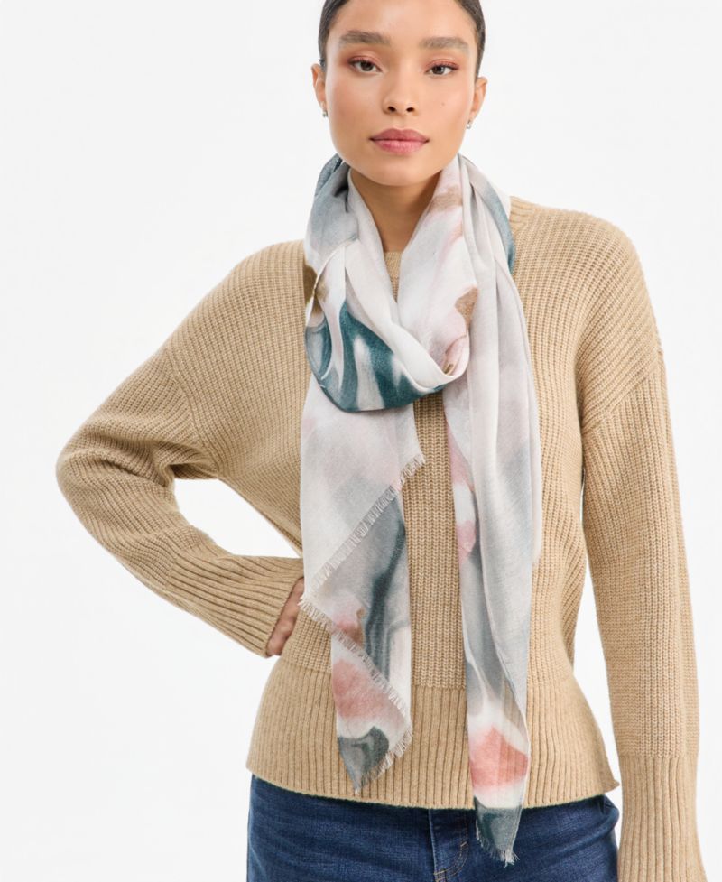 Watercolor Mia Floral Oblong Scarf