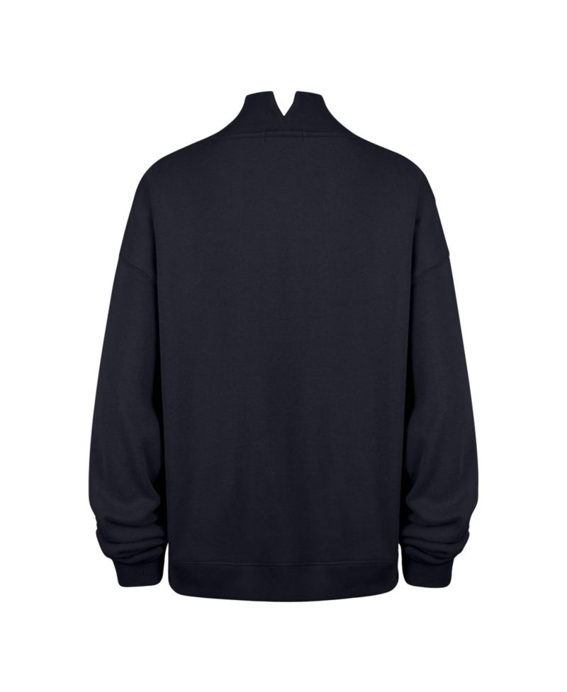47 Brand Women's Navy Atlanta Braves Oversized Vantage Mock Neck Sweatshirt
