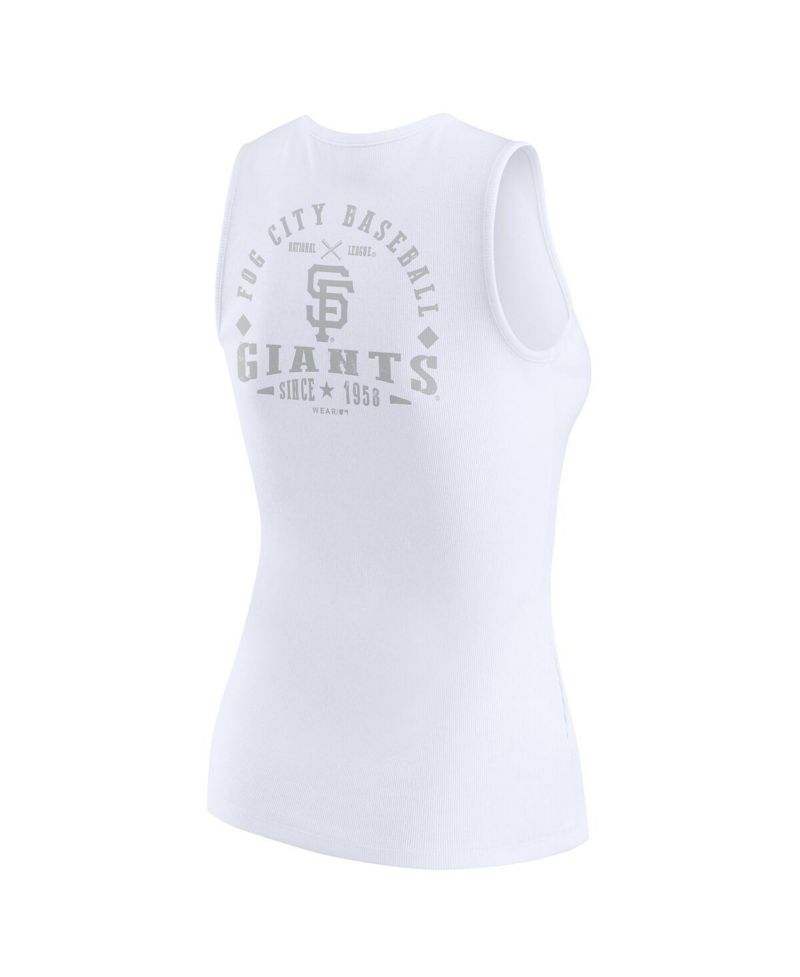 Women's White San Francisco Giants Rib-Knit Henley Tank Top